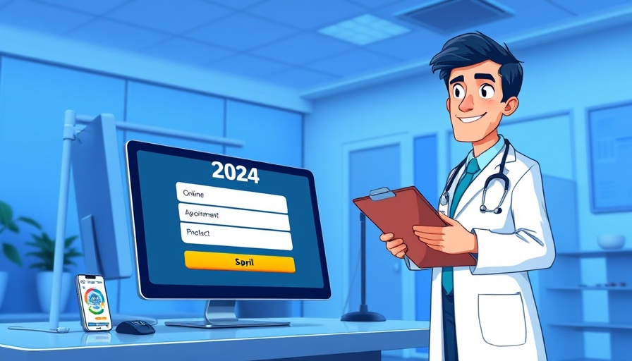 Onlineterminvergabe im Gesundheitswesen concept with digital booking illustration.