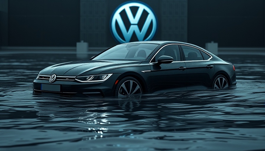 VW verantwortlich für Untergang Luxusautos symbolized by a submerged car.