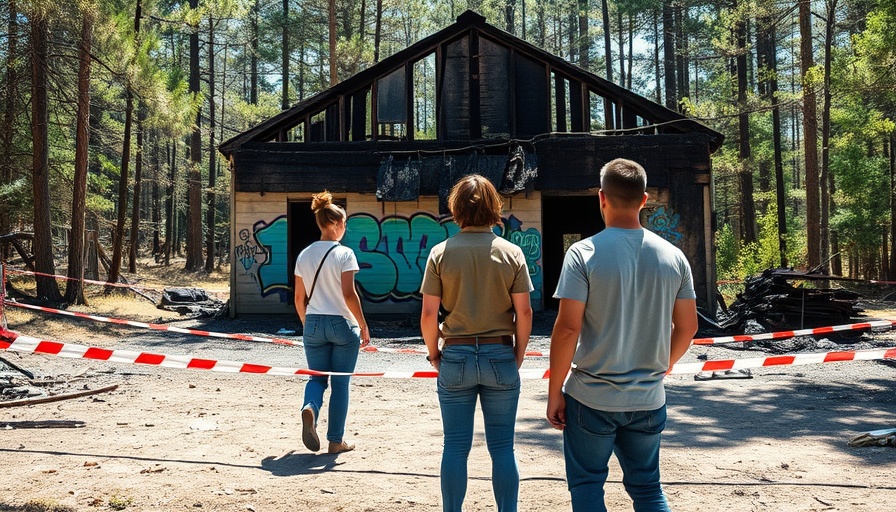 Jugendhaus Bargteheide Brand: People observing burnt graffiti building