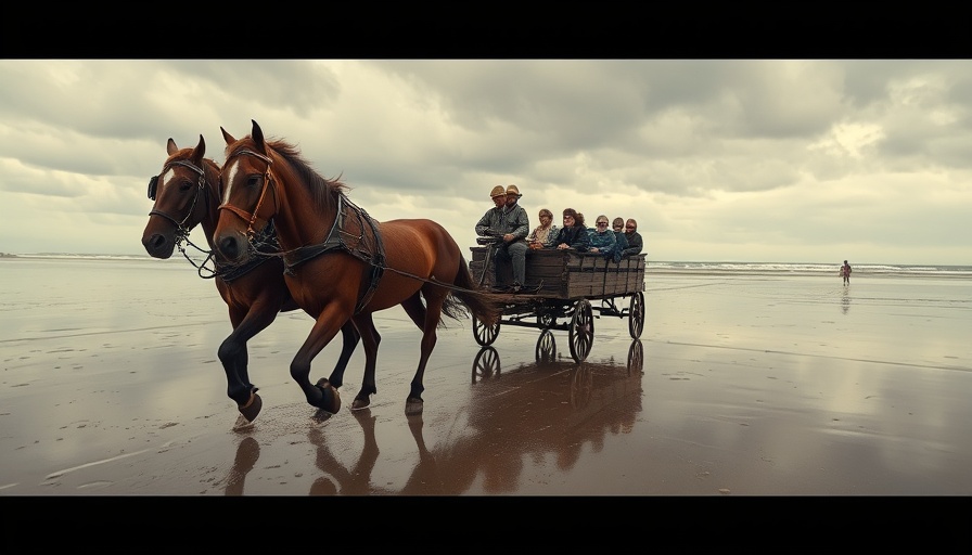 Wurster Küste: Traditional horse-drawn carriage ride on wet beach sands.