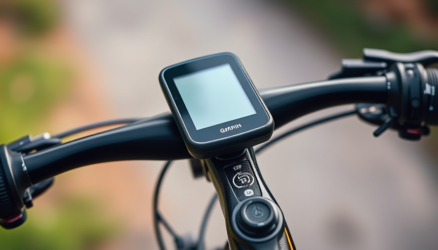Fahrrad-GPS mit App-Steuerung auf Fahrradlenker montiert.