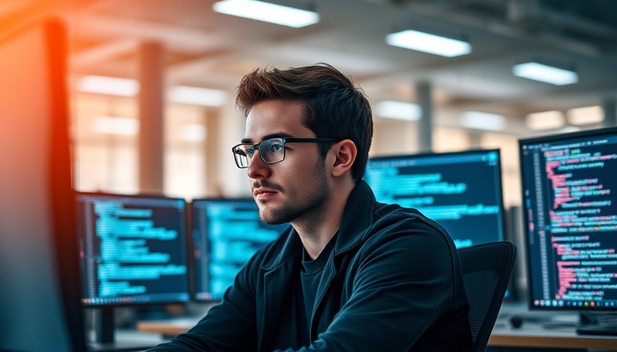Young security researcher at Microsoft working in an office.