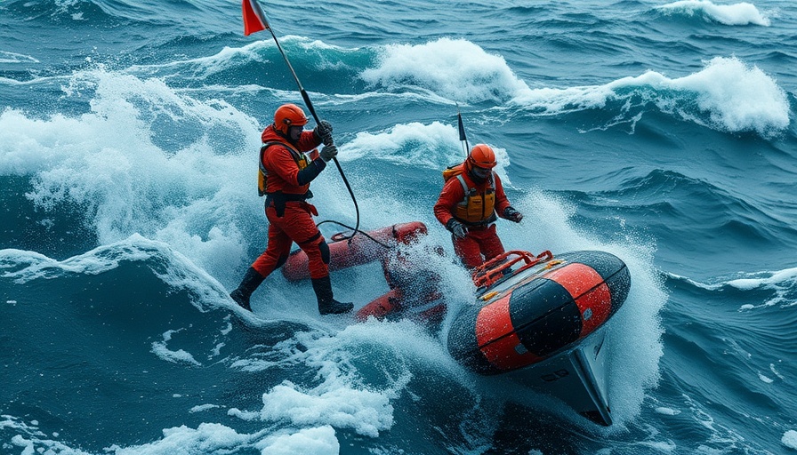 Seenotretter performing a rescue in stormy seas, showcasing teamwork and courage.