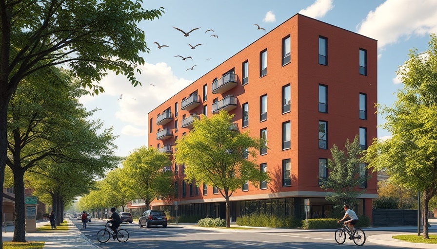Modern apartment building in Barmbek-Süd under sunny sky.