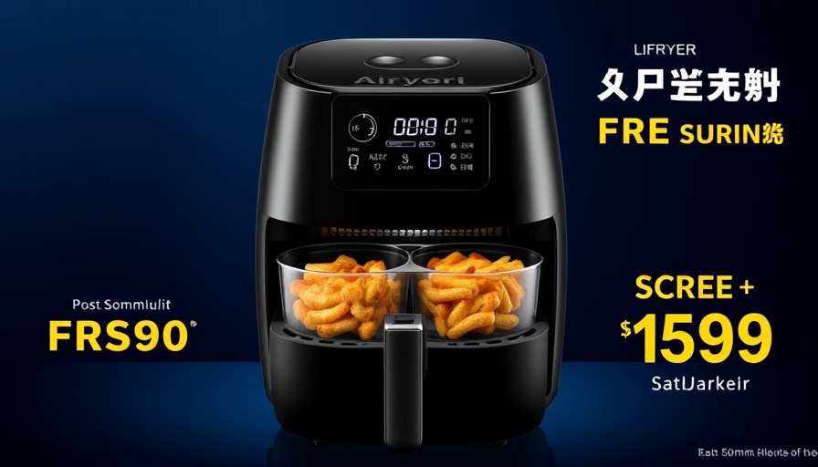 Cosori Airfryer Dualzone with digital display and two food compartments.