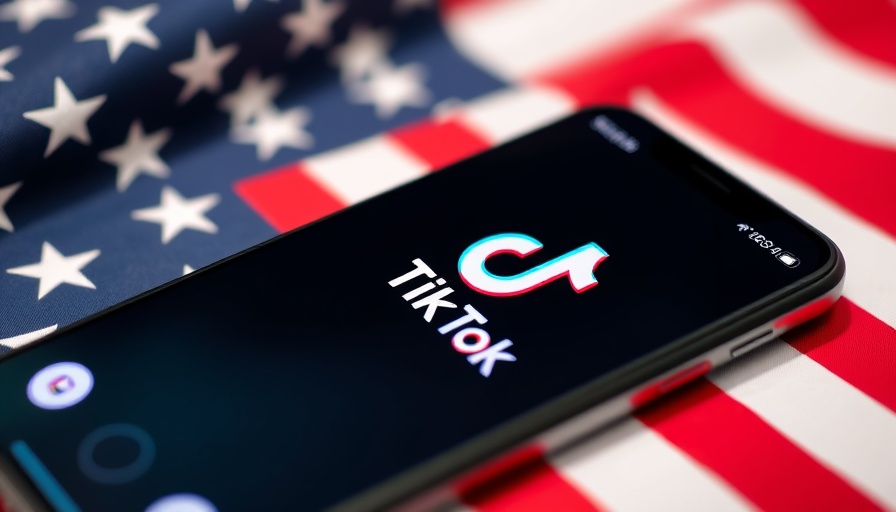 TikTok Klon M2 app on phone over USA flag backdrop
