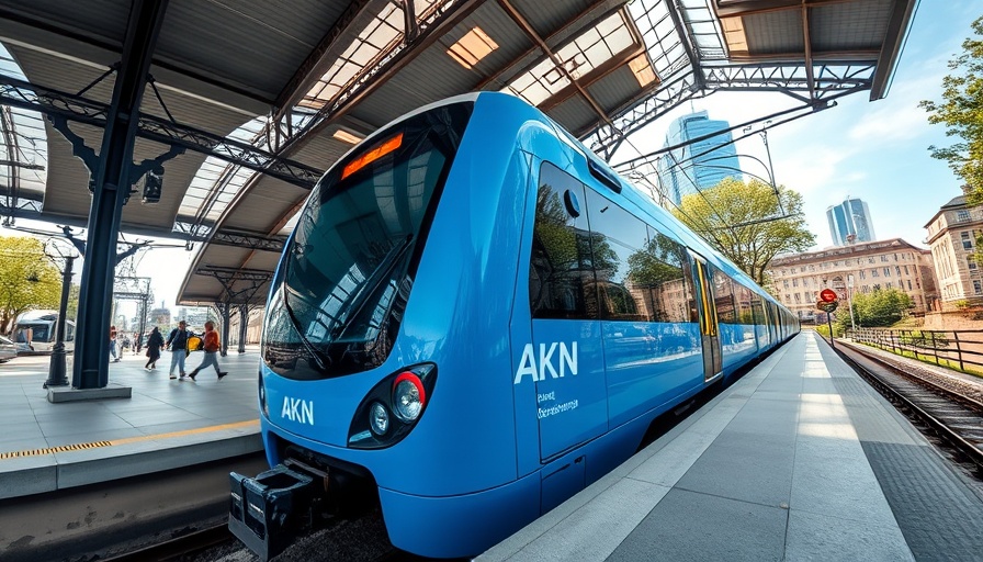 Umbau des AKN-Bahnhofs Henstedt-Ulzburg mit modernem Zug am Bahnsteig.