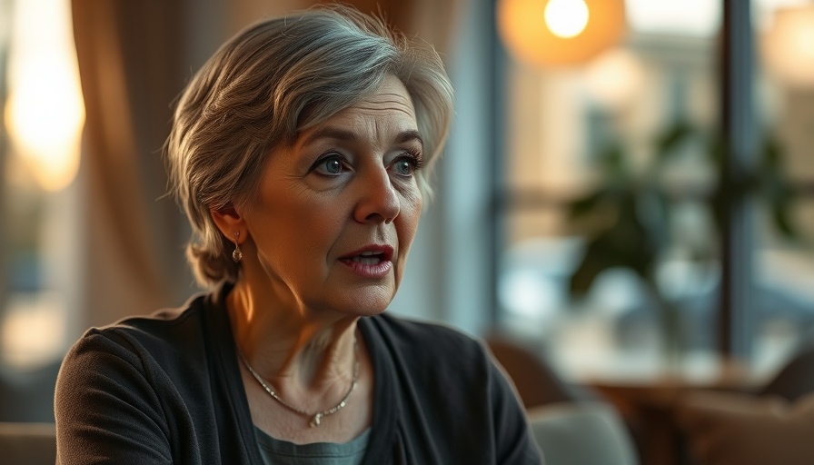 Middle-aged woman discussing emotions indoors, Umgang mit Tod und Trauer.