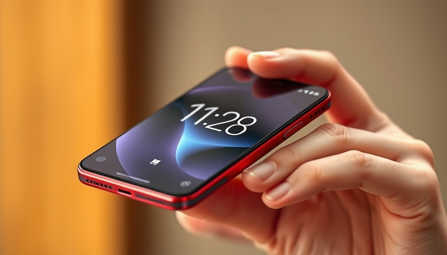Galaxy Z Flip 7 held in hand with digital clock display.