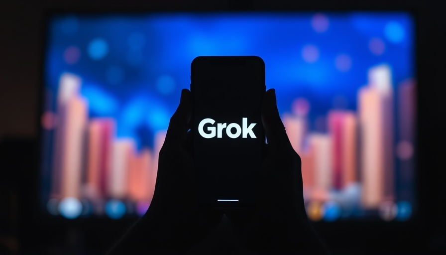 Grok logo on smartphone with digital screen background, highlighting data rights.
