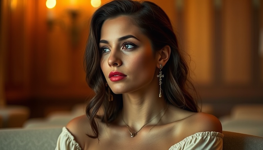 90s Rom-Coms classic style portrait of woman with cross earrings.