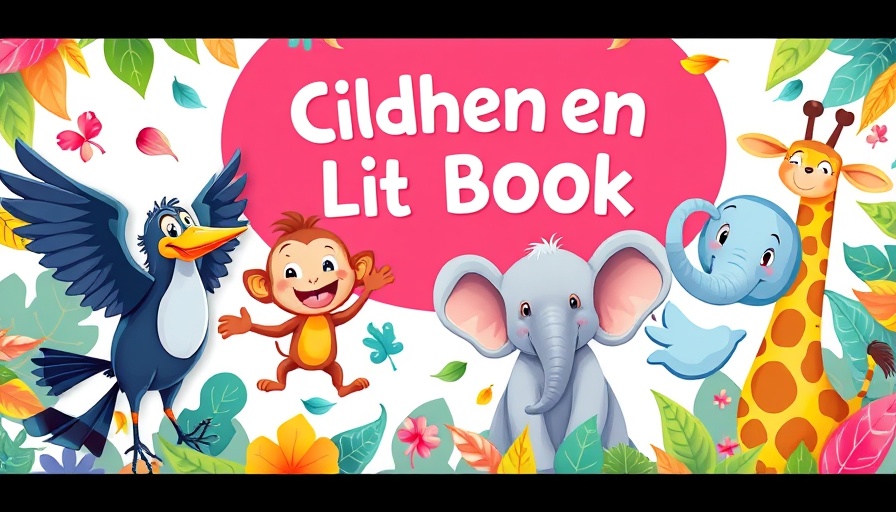 Bunte Kinderbuchillustration mit Tieren und Text
