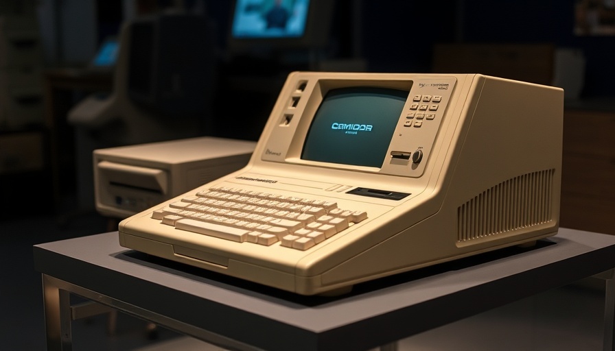 Vintage Commodore Amiga computer on display stand, iconic design.