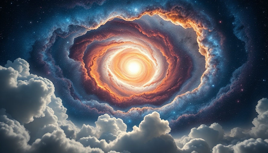 Breathtaking view of a swirling galaxy amid cosmic clouds.