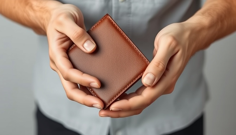 Hands holding a brown leather wallet, linking to digitale Brieftasche.