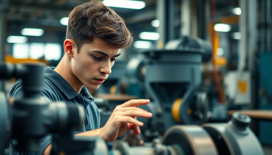 Handeln statt Warten: Man inspecting machinery in workshop.