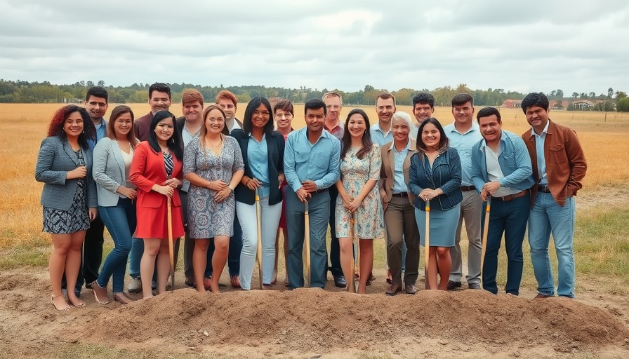 Hamburger Traditionsfirma expandiert: Groundbreaking ceremony with diverse group holding shovels in a field.