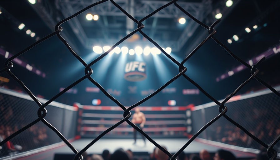 MMA fight seen through a chain-link fence, UFC 318 live stream.