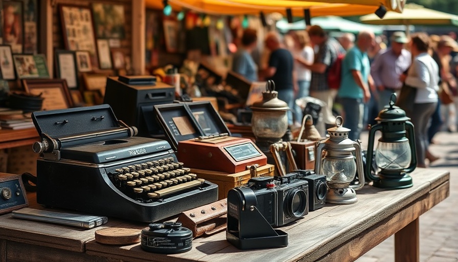 Recyclinghof im Kreis Pinneberg vintage flea market scene with typewriter.