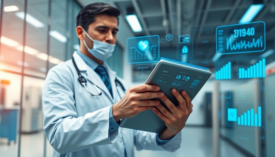 Doctor accessing electronic health records on a tablet.
