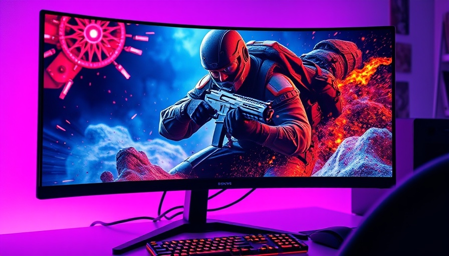 Curved Viewsonic gaming monitor displaying an intense futuristic scene, ideal for gaming enthusiasts.