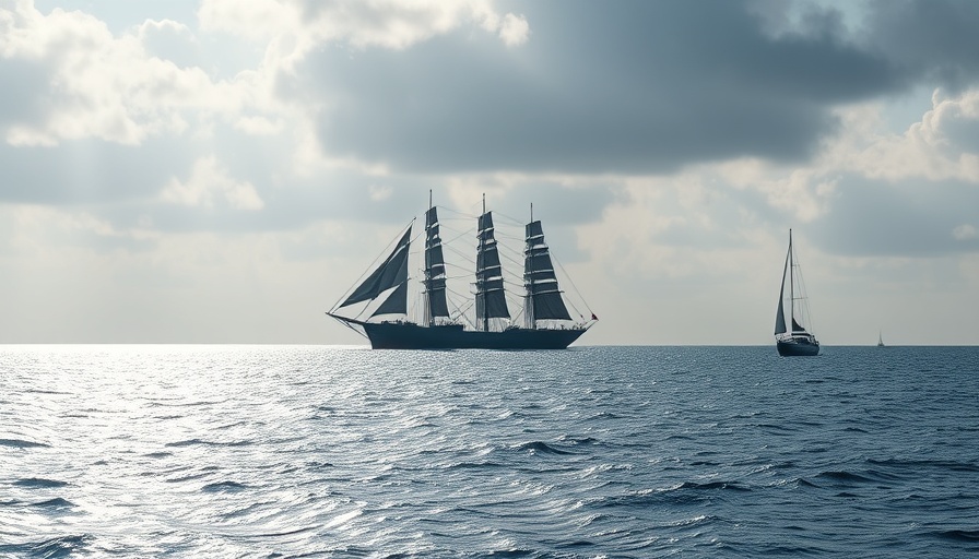 Silhouette of ships on shimmering sea related to Klimawandel und Überfischung Nordsee Ostsee.