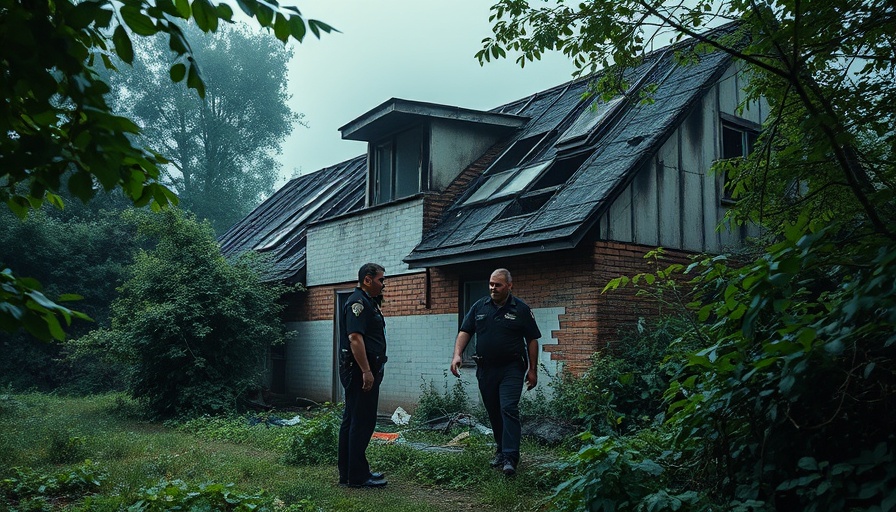 Aftermath of Bad Oldesloe Großbrand with police officer inspecting damage.