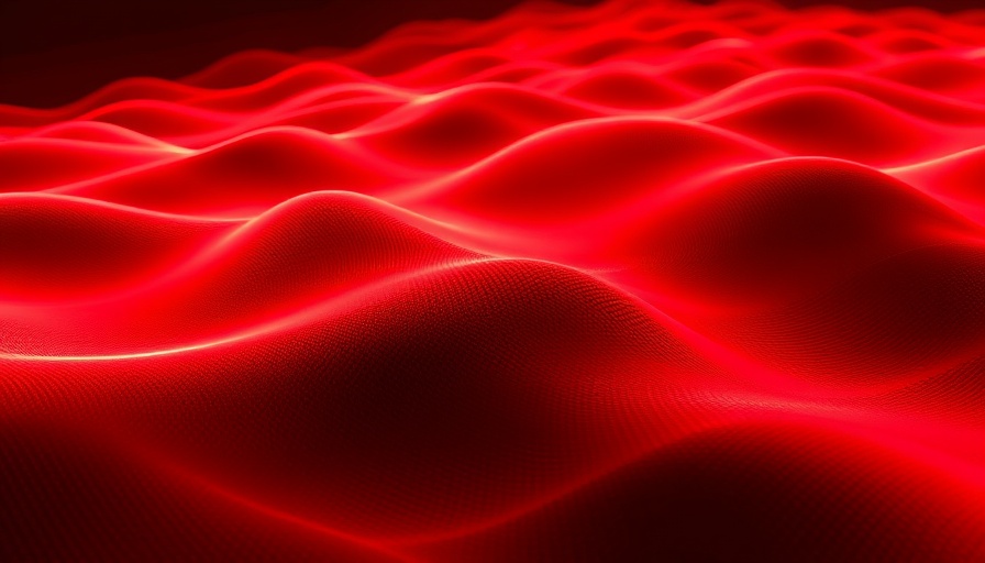 Vivid digital wave with red and yellow hues, resembling data flow.