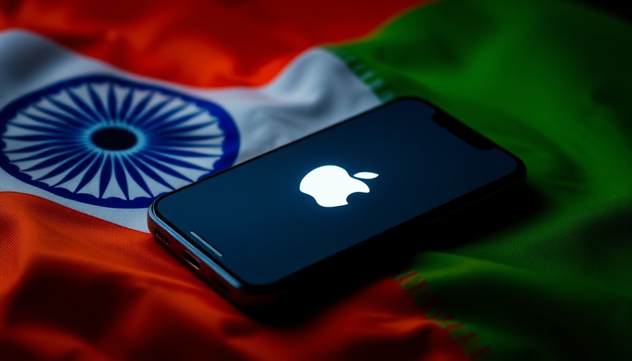 Steigende iPhone-Produktion in Indien auf indischer Flagge.