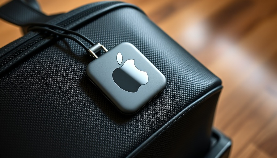 Apple AirTag on black bag, privacy context.