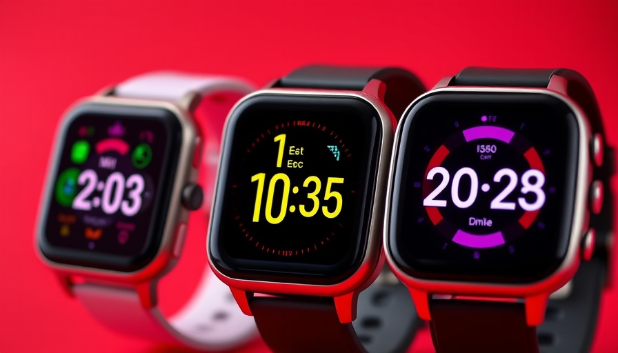 Xiaomi Mi Watch Angebot with sleek smartwatches on vibrant red background