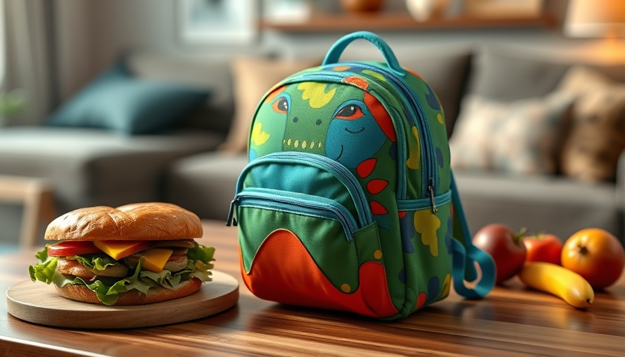 Kids Mini Backpack von Thermos on table with sandwich and fruits