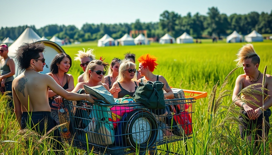 Festive punk gathering in a grassy field during Punk-Sommer Sylt 2025.