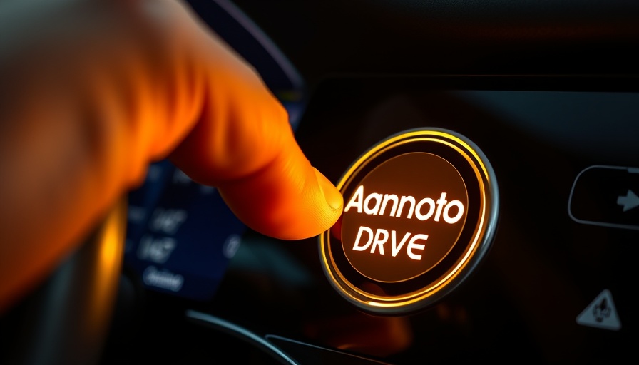Finger pressing 'Autonomous Drive' button for Autonomes Fahren Real-World-Test.