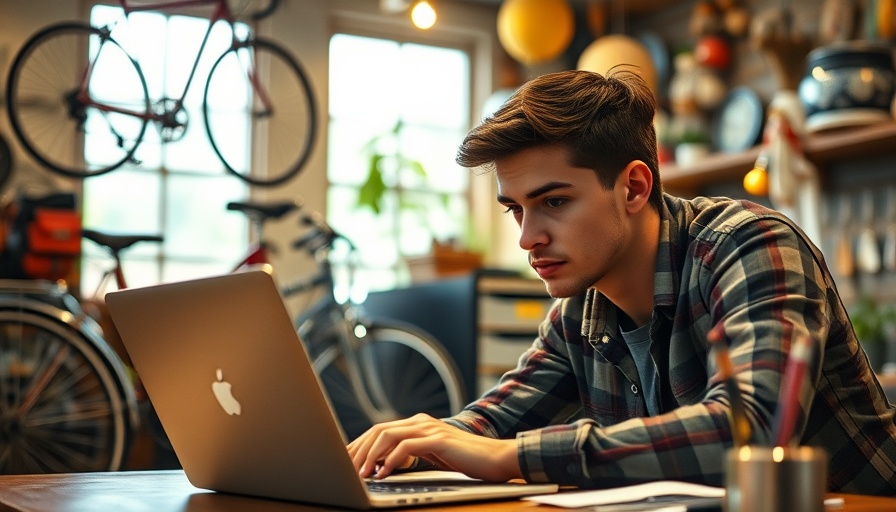 Vorteile von KI-PCs: Man using a laptop in a workshop.