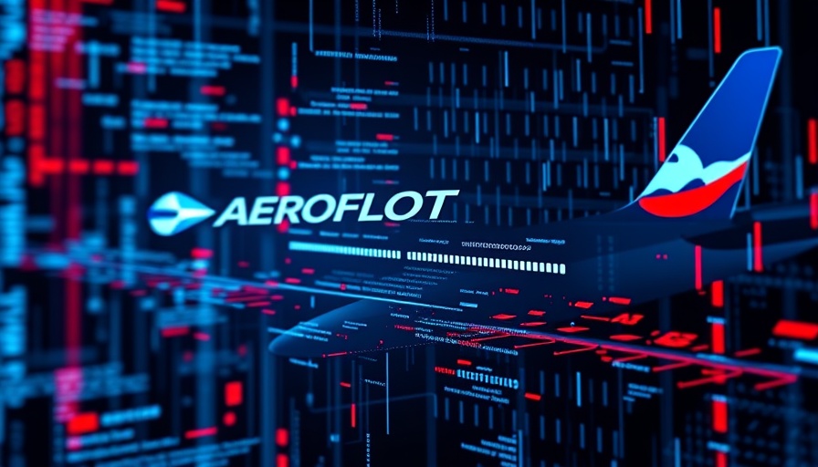 Futuristic digital concept of a hackerangriff auf Aeroflot with data streams.