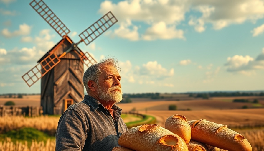 Erhalt der Tradition in der Windmühle with man and bread.