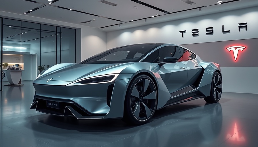 Cybertruck in showroom with sleek design, Tesla branding.