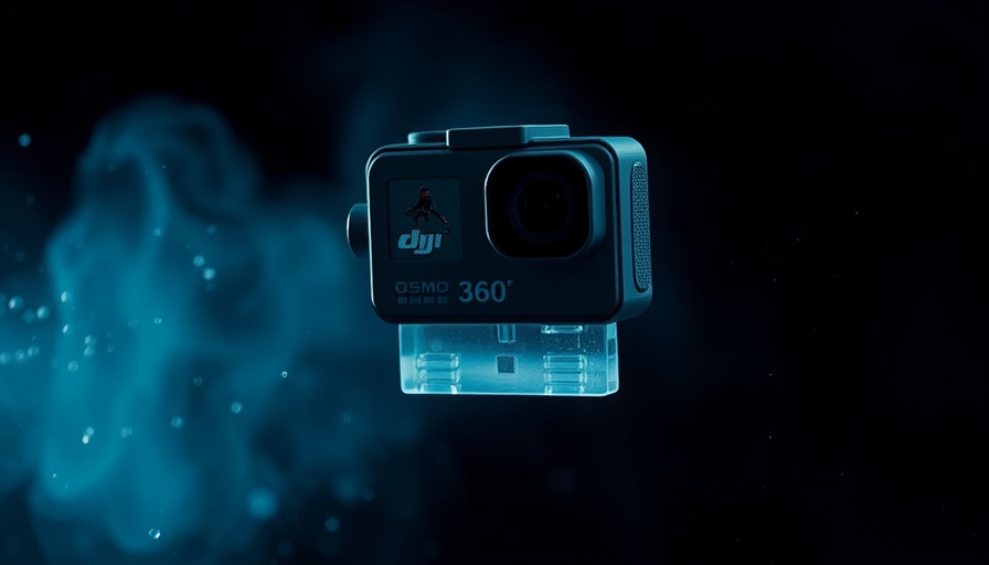 DJI Osmo 360 8K Kamera floating with water particles.