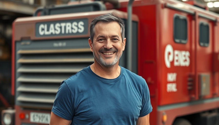 Middle-aged man smiling by vehicle, Vermisstenfälle Lübeck-Travemünde.