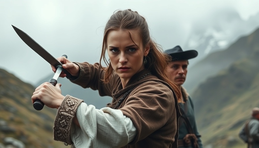Outlander Rückkehr image with characters in misty mountains.