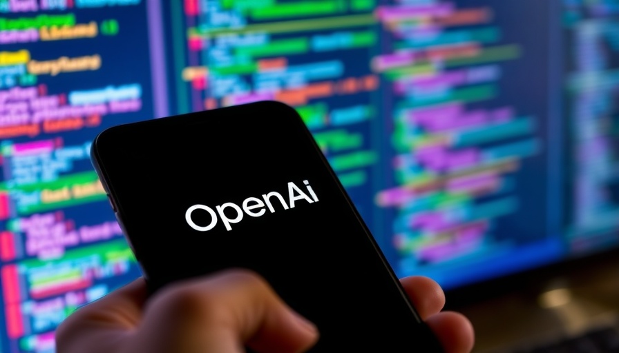 Smartphone showing OpenAI logo before a digital code background, OpenAI gpt-oss Modelle.