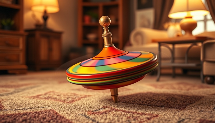 Kreisel Spielzeug spinning on carpet in cozy room.