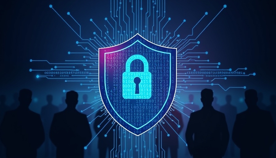 Abstract illustration of data protection with binary code, AI and open data symbols