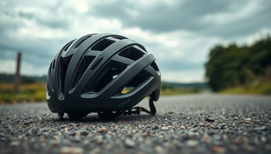 Bicycle helmet on road next to fallen bike, highlighting Verkehrssicherheit für Kinder.