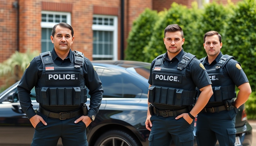 Temposünder Bad Oldesloe police officers beside black car.
