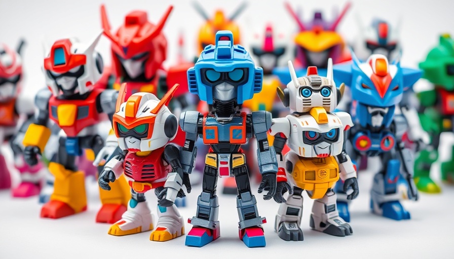 Various robots from Junior Pro Baukasten von fischertechnik with cartoon features.