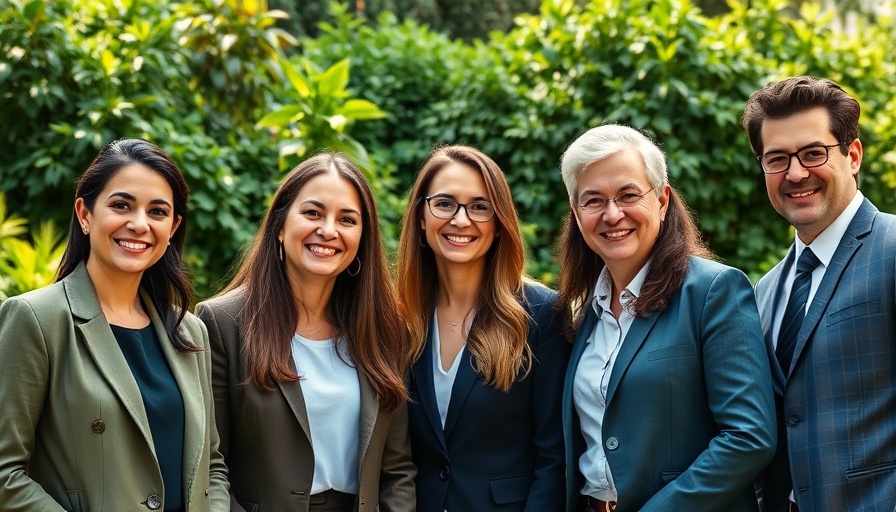 Professionals posing confidently in business attire in Stormarn garden.