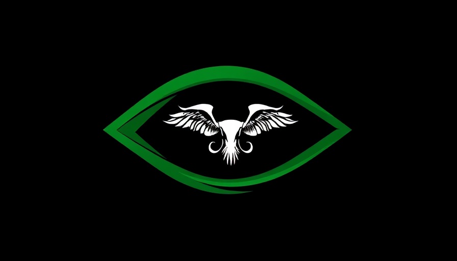 Abstract green and black symbol of fetus in eye, representing privacy.