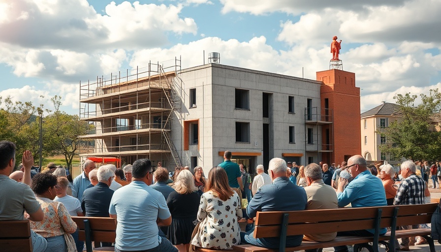 Gemeinde baut für ältere Bürger: Community gathers at construction site.